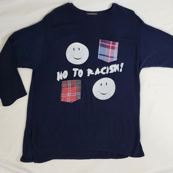 "No To Racism" Long Sleeve Tunic Top - Picture 4 of 8